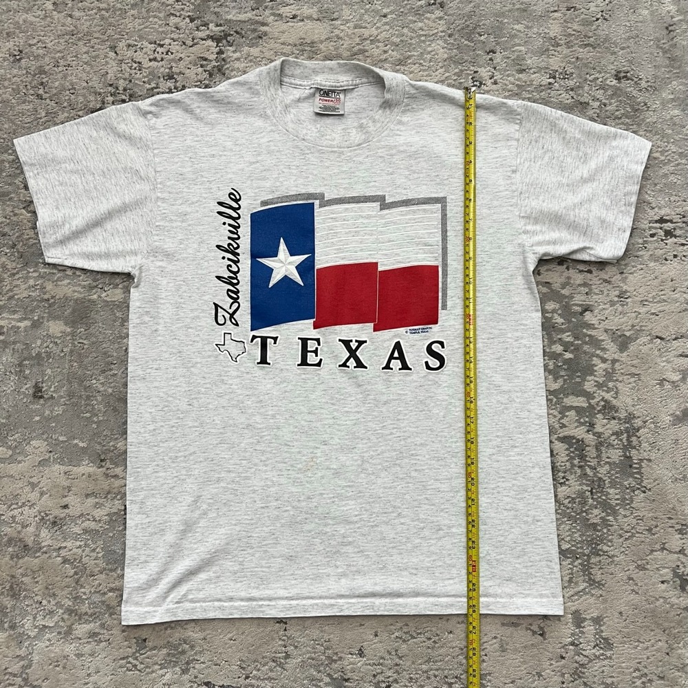 Vintage Texas T-Shirt L Single Stitch Oneita Heathered Gray
